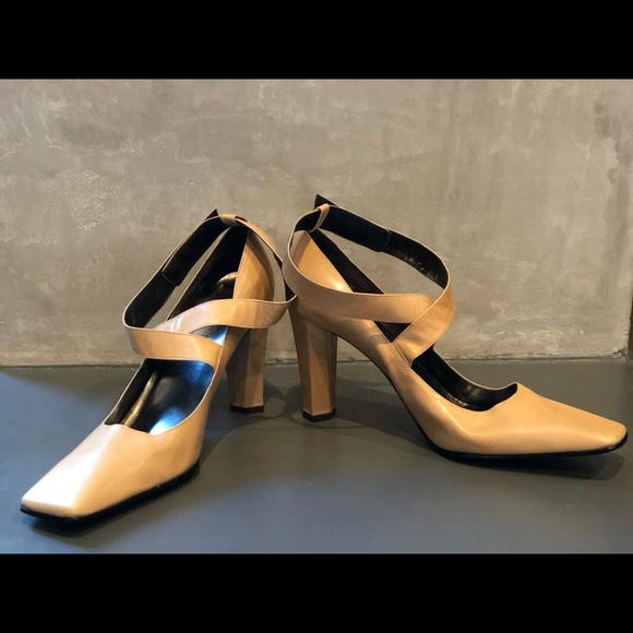 Nine West Square Toe Heels -Tan - Picture 3 of 5